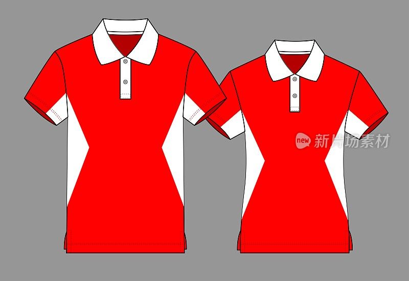 Men & Women Polo Shirt Design Red/White Vector